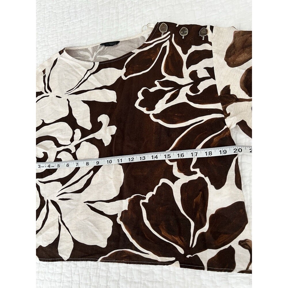 ZARA Brown Linen Floral Print Wrap Pants And Matching Top Small/Medium EUC - Picture 5 of 14